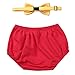 TiaoBug Baby Boys Cake Smash Outfit First Birthday Bloomers Diaper Cover Shorts and Bow Tie Party Photo Prop Costume Red&Yellow 12-18 Months