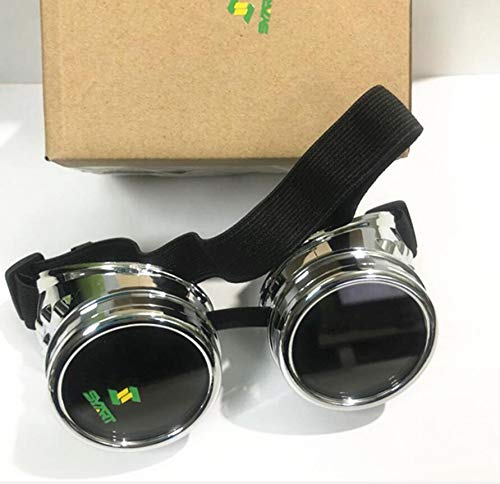 syart Goggles Steampunk Glasses Vintage Retro Welding Punk Gothic Cosplay Sunglasses Biker Motorcycle Riding Windproof Goggles Party (Sliver)