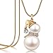 Cafurty Cute Snowman Pendant Long Necklace For Women Pearl Jewelry Santa Claus Christmas Gifts