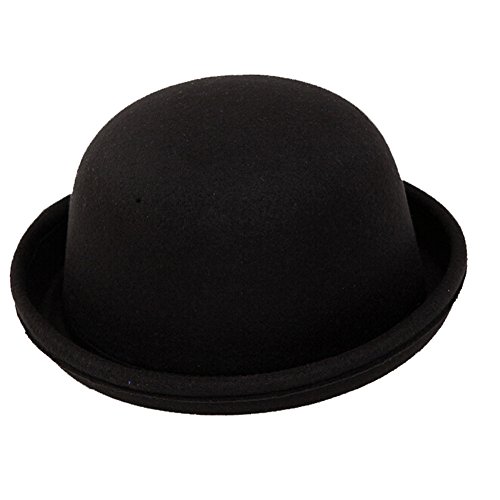 Natuworld Women Kids Winter Wool Felt Roll Brim Billycock Cloche Bucket Bowler Derby Fedora Hat - Thumbnail 2
