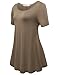 JollieLovin Women's Short Sleeve Loose Fit Flare Hem T Shirt Tunic Top (Khaki, XL (1X))