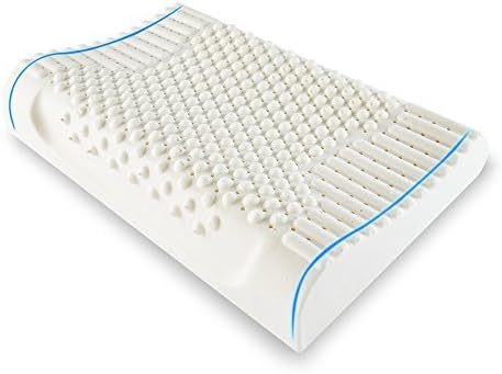 Latex Pillow Natural 100% Ventilated Foam Filler Contoured Medium,23x15.3x3.8/4.6 inches,Standard Size,Memory Pillows For Sleeping