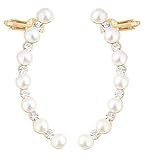 Boderier Pearl Ear Crawlers Jacket Stud Climber Ear Cuff Earrings for Pierced Ears