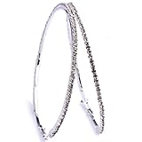 ILOVEDIY 1pairs 80mm Rhinestone Plated Silver Hoop Earrings Big Circle Earring for Women