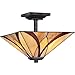 Quoizel TFAS1714VA Asheville Multicolor Stained Glass/Tiffany Semi-Flush Ceiling Lighting, 2-Light 200 Total Watts, 12
