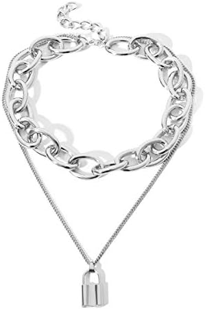 Micyon Lock Pendant Necklace for Women Men Gift Fashion Choker Punk Style Multilayer Long Necklaces Chain