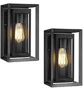 KAUEN Outdoor Wall Lights,11.6-Inch Exterior Wall Sconce in Textured Black Finish with Clear Glas...