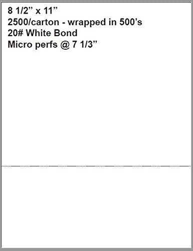 Checkmate White Multi Purpose Laser Paper 20lb Perforated 7 1/3", 2500 Sheets