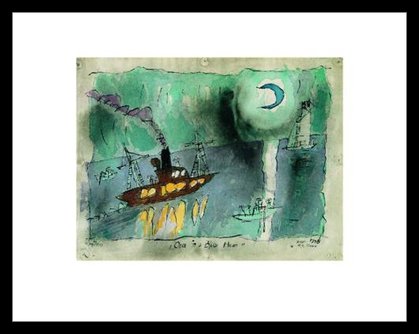 Lyonel Feininger Once in a blue moon Poster Kunstdruck Bild im Alu Rahmen in schwarz 40x50cm