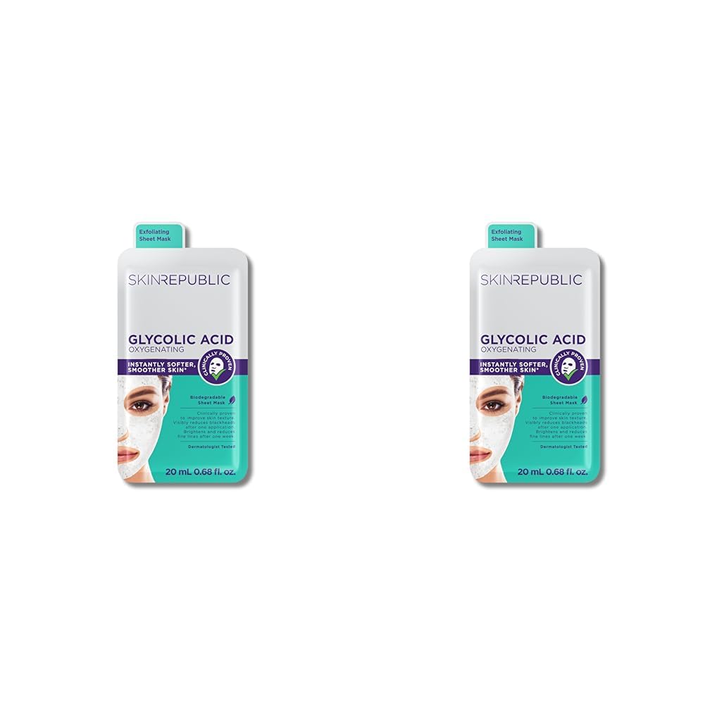 Skin Republic Glycolic Acid Oxygenating Mask | Visibly Brightens And Improves Skin Texture | Helps Reduce Appearance Of Pores & Blackheads (Pack of 2)