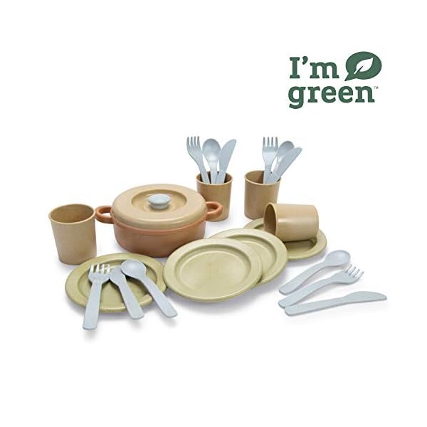 Dantoy Bio-Toy Pretend Play Dinner Set 22 Pieces, Eco-Conscious Toys Made from Sugarcane