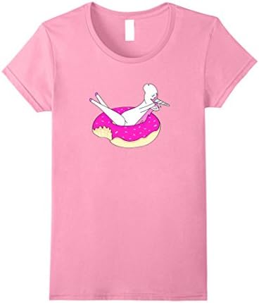 Women's Unicorn Donut T-Shirt | Unicorn on Donut Floatie Shirt Medium Pink