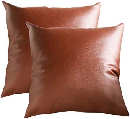 Onegirl 2PCS Super Soft Luxury Faux Leather Cushion Covers Throw Pillow Cover 18"x18" Pillowcase Sofa Home Solid Color Decorative Pillow Cases Gifts for Sofa, Couch, Bed and Car