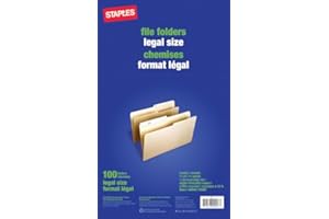 Staples Recycled Manila File Folders - Legal Size - 100 Pack