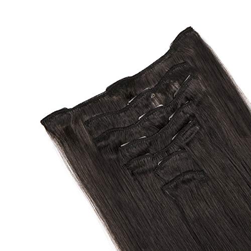 20" Remy Clip in on Hair Extensions Remy Human Hair Standard Weft 20 Inch 70g 7 Pcs 15 Clips Soft Silky Straight Hair for Women(Dark brown)