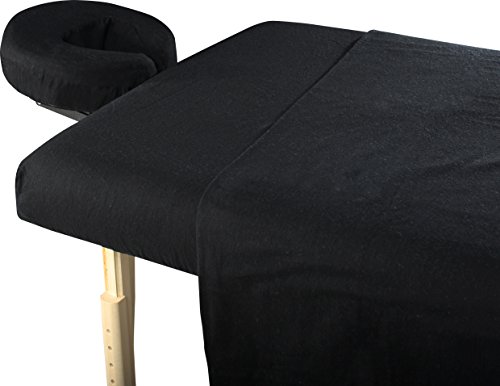 Master Massage Universal Massage Table Flannel Sheet Set 3 in 1 Table Cover, Face Cushion Cover, Table Sheet (Black)