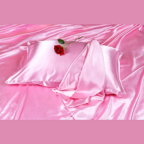 Satin Pillowcase for Hair and Skin, Besititli Super Soft Satin Silky Pink Pillowcases with Envelope Closure 20x40inchs Set of 2