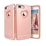 iPhone 7 Plus Case, Vena [vLove][Heart-Shape | Dual Layer Protection] Hybrid Bumper Cover for Apple iPhone 7 Plus (5.5"-inch) (Rose Gold/Coral Pink) (Wireless Phone Accessory)