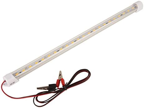 LumenBasic 12 Volt Light Bar LED - 13" Lighting with ON/OFF Switch with 12v Adaptor Clip-on Battery Clamp for Outdoor Camping RV Boat interior Car Van Bus Caravan Daylight Whit
