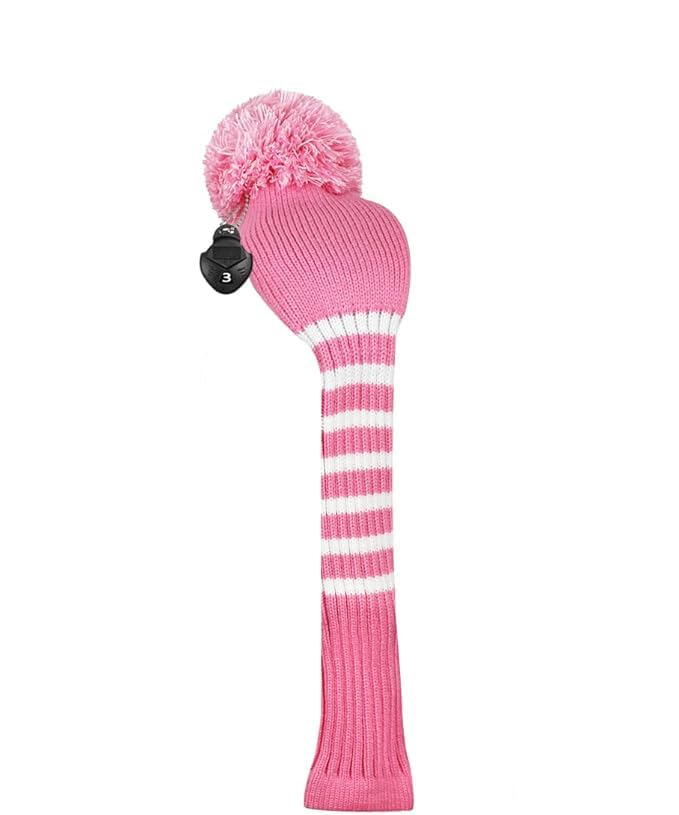 Knit Hybrid Golf Club Covers Fits Hybrids/UT Classical Fine Stripes with Long Neck Funny and Fresh Colors (Pink Stripes)