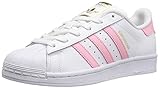 adidas Originals Boys' Superstars Running Shoe, White/Light Pink/Gold, 5.5 Medium US Little Kid