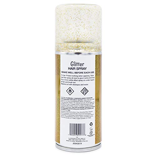 Hair and Body Glitter, Metallic and Glow In The Dark Spray (Glitter Gold)