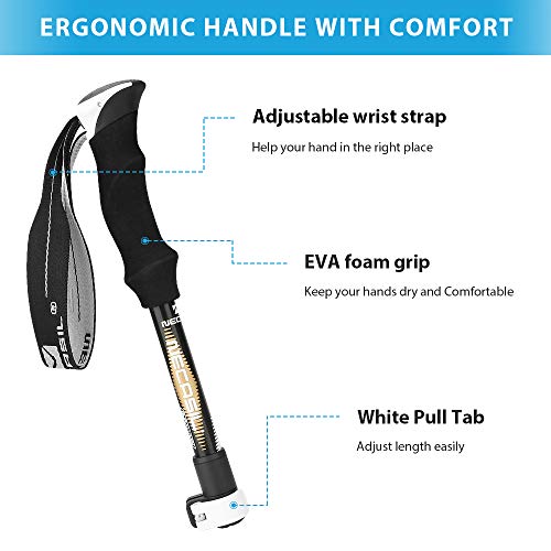 Trekkingstokken, Achort 2-pack opvouwbare wandelstokken Opvouwbare wandelstokken Sterk lichtgewicht aluminium 7075… - Image 5