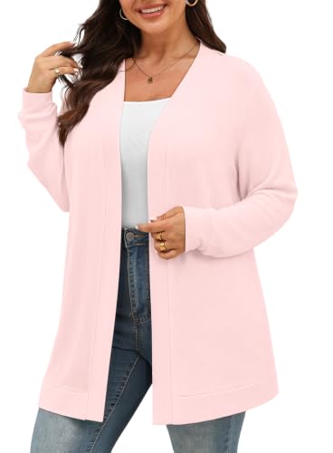POSESHE Womens Plus Size Lightweight Cardigans Fall Winter Long Sleeve Dressy Trendy Casual Cardigan,Light Pink,4XL at Amazon