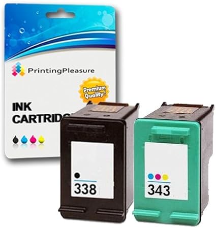 Printing Pleasure 2 (FULL SET) Remanufactured Ink Cartridges Replacement for HP 338 343 