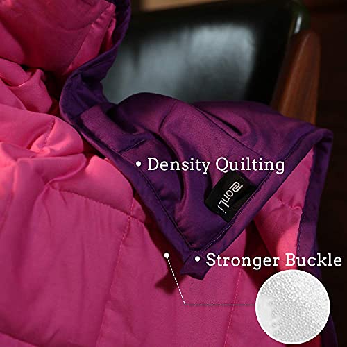 ZonLi 100 Cotton Small Weighted Blanket 5 lbs(36''x48'', Pink/Purple