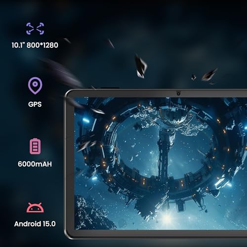 Paaxoo Tablette Android, 18 Go (6 + 12) de RAM, 128 Go de ROM, écran Tactile IPS HD 1280 x 800, Batterie de 6 000 mAh, Bluetooth, Double Caméra, GMS, Wi-FI (Grise)
