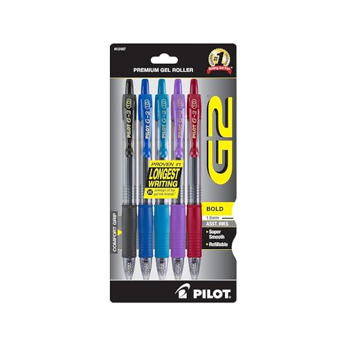 Pilot G2 Gel Pens Bold 5 Pack