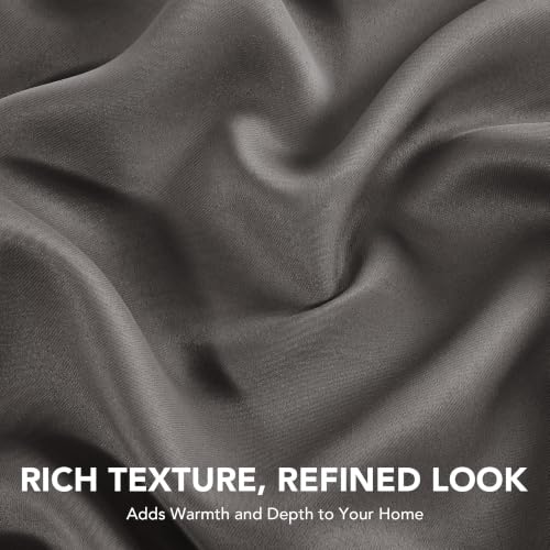 Deconovo Living Room and Bedroom Curtain Opaque 140 x 160 cm, 1 Panel, Thermal Insulating Curtain Cold and Heat with Fringe Tape, Oeko-Tex, Anthracite Grey