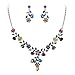 EVER FAITH Flower Leaf Necklace Earrings Set Austrian Crystal