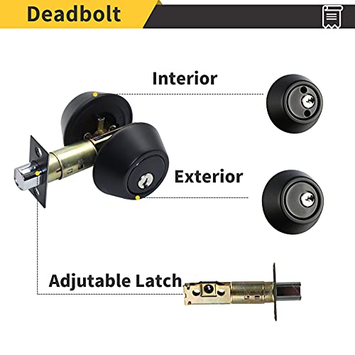 Entry Door Knob and Deadbolt Set(2 Pack)，Exterior Door Knob with Double