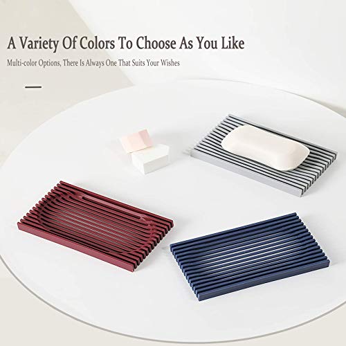 Okotxs Silicone Soap Dishes for Bathroom,Drainable Soap Dishes Soap Dish Pad for Shower,Bar Soap Holder for Shower/Bathroom, Durable Silicone Soap Dish Tray to Keep Soap Dry Clean (Gray)