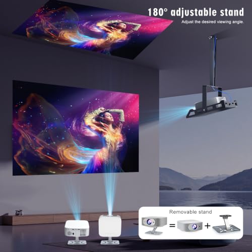 Salange 2026 New Smart Projector,Native 1080P 4K Supported Android TV 14 with Built-in Apps,Mini Projector with WiFi6 Dual Bluetooth,Electric Focus & Auto Keystone,Home Theater Projectors for Bedroom