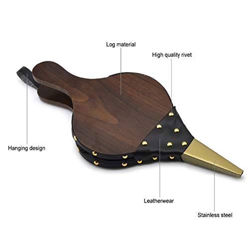 OSOPOLA Fireplace Bellows/Fire Bellow - Wood Hand Air Leather Bellow Cooking Fan - Fire Tools for Outdoor Camping/BBQ Grill/Chimney/Fires Pit 15" x 6.7"