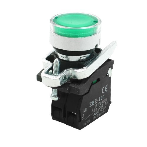 DealMux Flat Push Button Momentary Switch Ith10A DPST ZBE101 Green