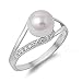 Oxford Diamond Co Simulated Pearl & Cubic Zirconia .925 Sterling Silver Ring Sizes 8