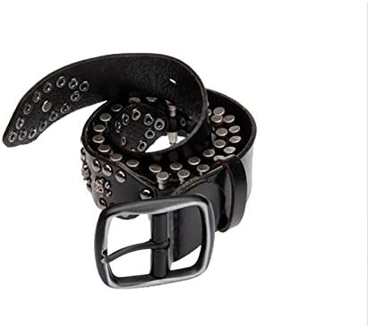[PACDE]Western Skull Bullet Design Metal Buckle Genuine Leather Men Belt 4 Colors (38"-39", Black)