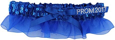 Prom 2017 Women's Sequin Garter with Crystal "PROM 2017" Ribbon One Size Fits Most Royal Blue