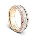 TUSEN JEWELRY Mens Rings 8mm Rose Gold Tungsten Carbide Ring Imitated Meteorite Inlay Wedding Band