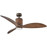 Hinkley Marin 60" Indoor/Outdoor Smart Ceiling Fan with Light and Remote, Decorative Nautical Rope-Wrapped Motor Housing, Dam