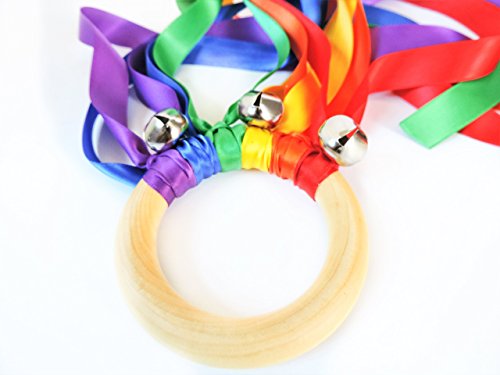 Kids Birthday Party Wedding Favors - Satin Ribbon Streamers with Bells Fairy Wands Waldorf Hand Kite - Thumbnail 4