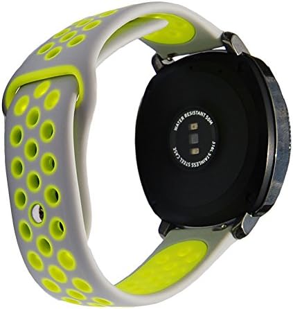 Silicone Watch Band Replacement Strap for Vivoactive 3, Vivomove HR, Ticwatch E/2 Samsung Gear S2 Classic Gear Sport R600 Rubber Wristband (Grey-Yellow)