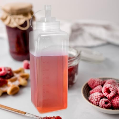 Hohopeti Paquete Botellas de Plástico Botellas Exprimibles | Rellenables Exprimibles Dispensador para Salsa de Chili Aceite Glaseado y Otros Condimentos