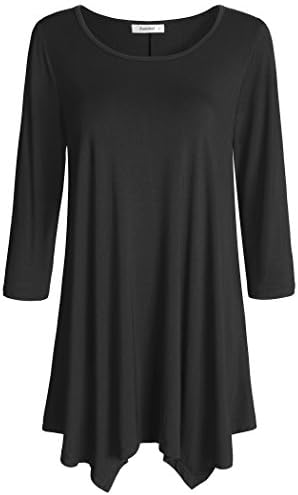 Esenchel Women's 3/4 Sleeve Tunic Top Loose Fit Flowy Shirt