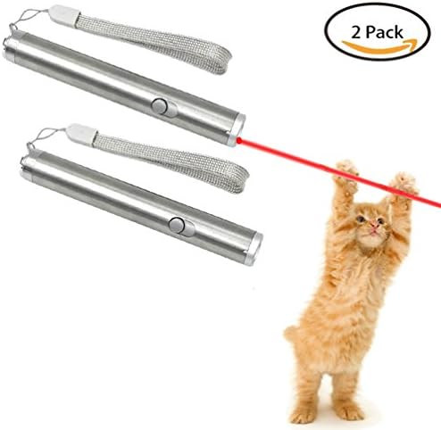 2 Piece Laser Cat Chaser Toy, LED Light Pet Cat Dog Funny Training Tools Interactive Cat Chasing Toys - Battery Power (Battery Charger)