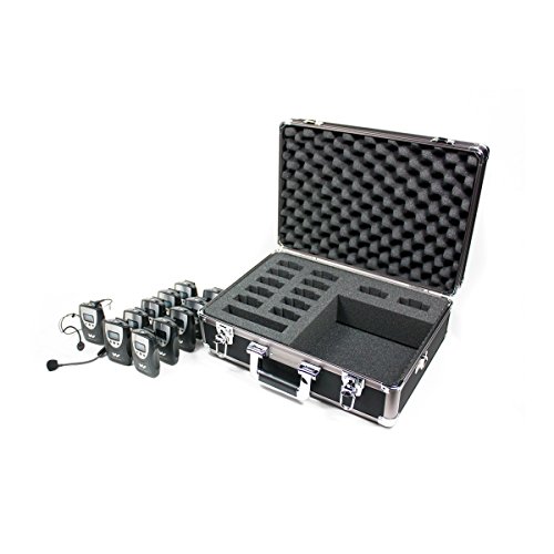 Williams SoundTGS PRO 738 Personal PA FM Tour Guide System; Allows Full Freedom of Movement for Tour Group; 17-Channel receivers with OLED Display; Auxiliary Input—Broadcast Any Audio Source